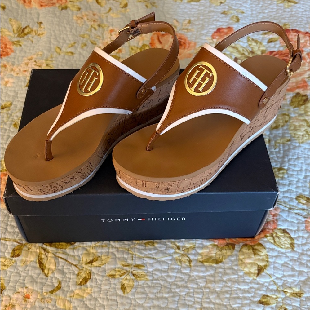 Tommy Hilfiger Tan Wedge Sandals